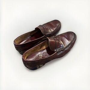 VTG Hanover Handsewn Penny Loafer Mens 9.5‎ E/C Burgundy Leather USA Dress Shoes